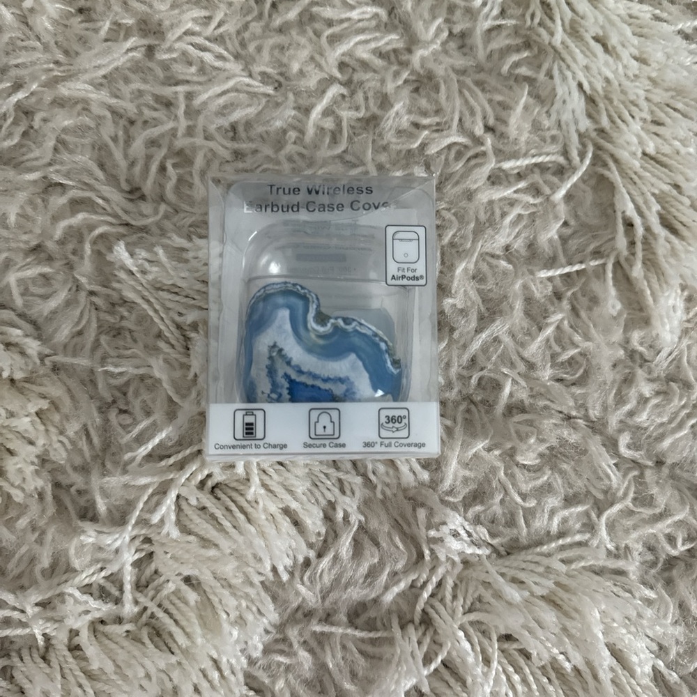 Blue and White Earbud Case Cover